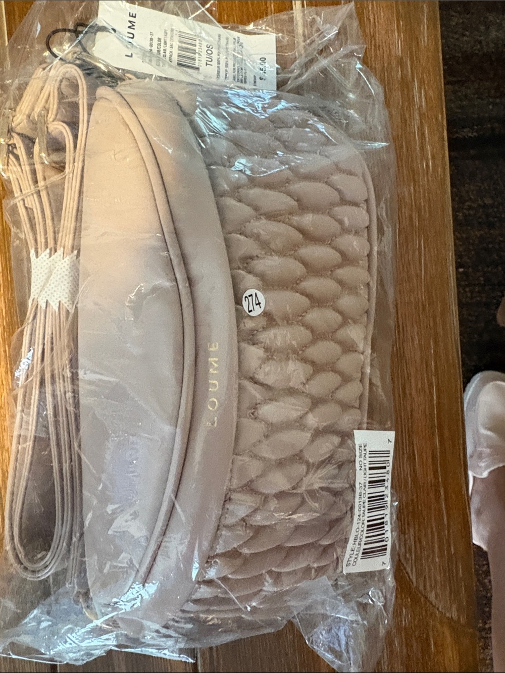 Quilted Crossbody Bag in light taupe